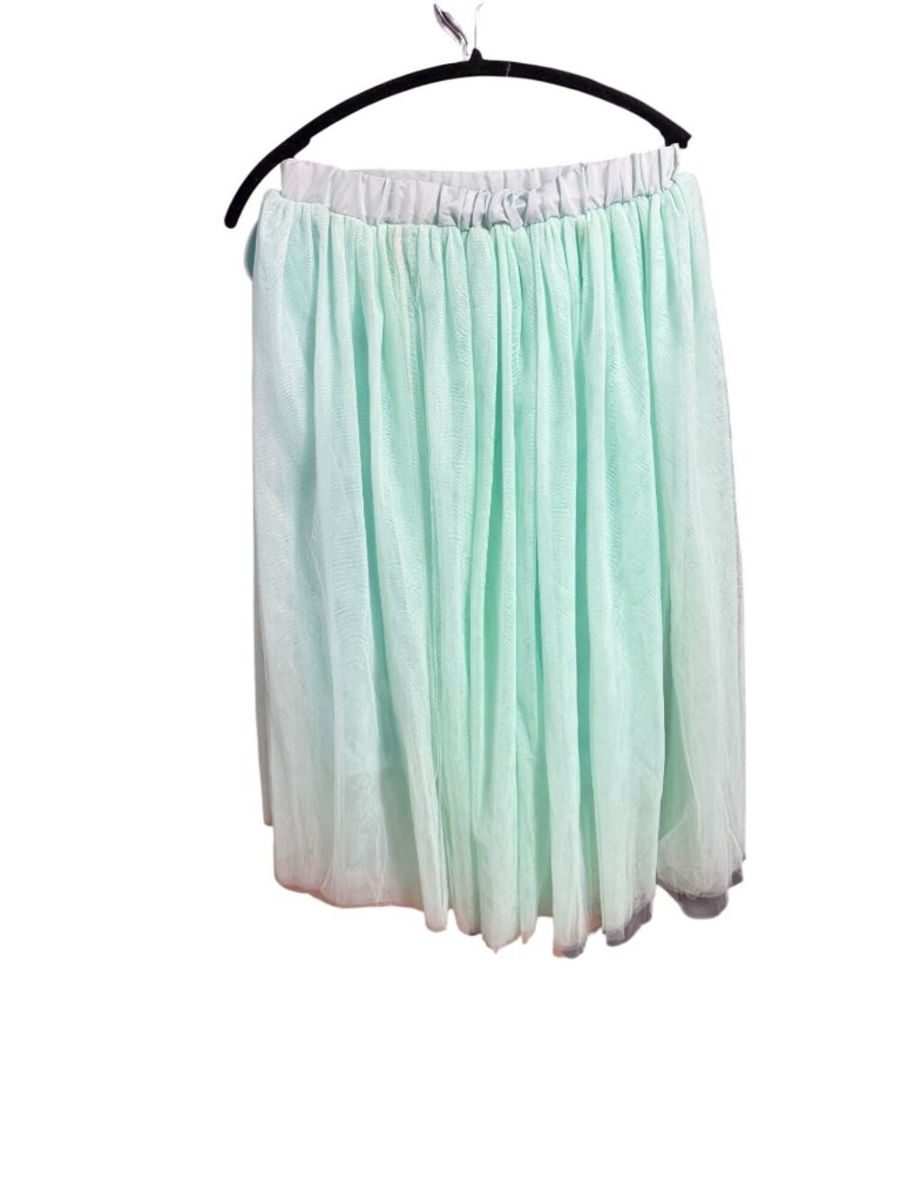 Mint Green Tulle Midi Skirt With Elastic Waistband & Soft Inner Lining For Women